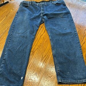 Wrangler denim jeans.  Men’s size 44 x 29. Paint stain.